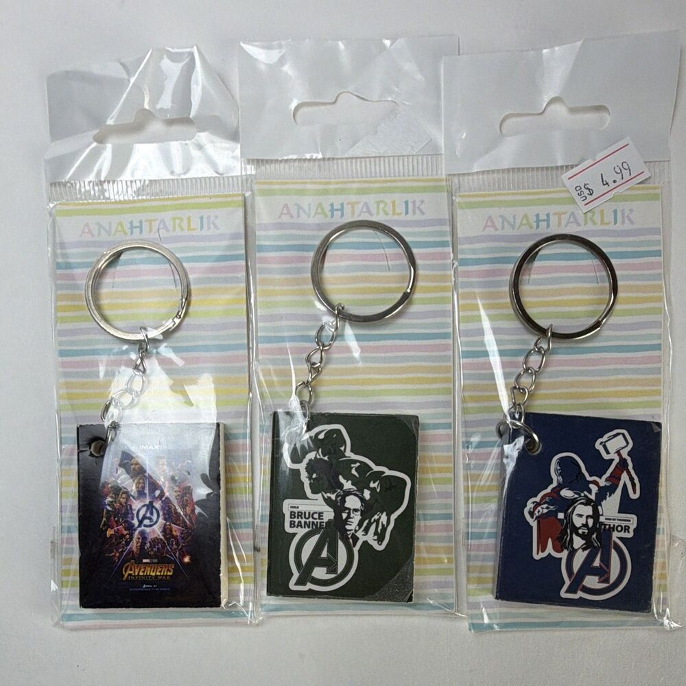 3 Avengers Mini Notepad Keychains.